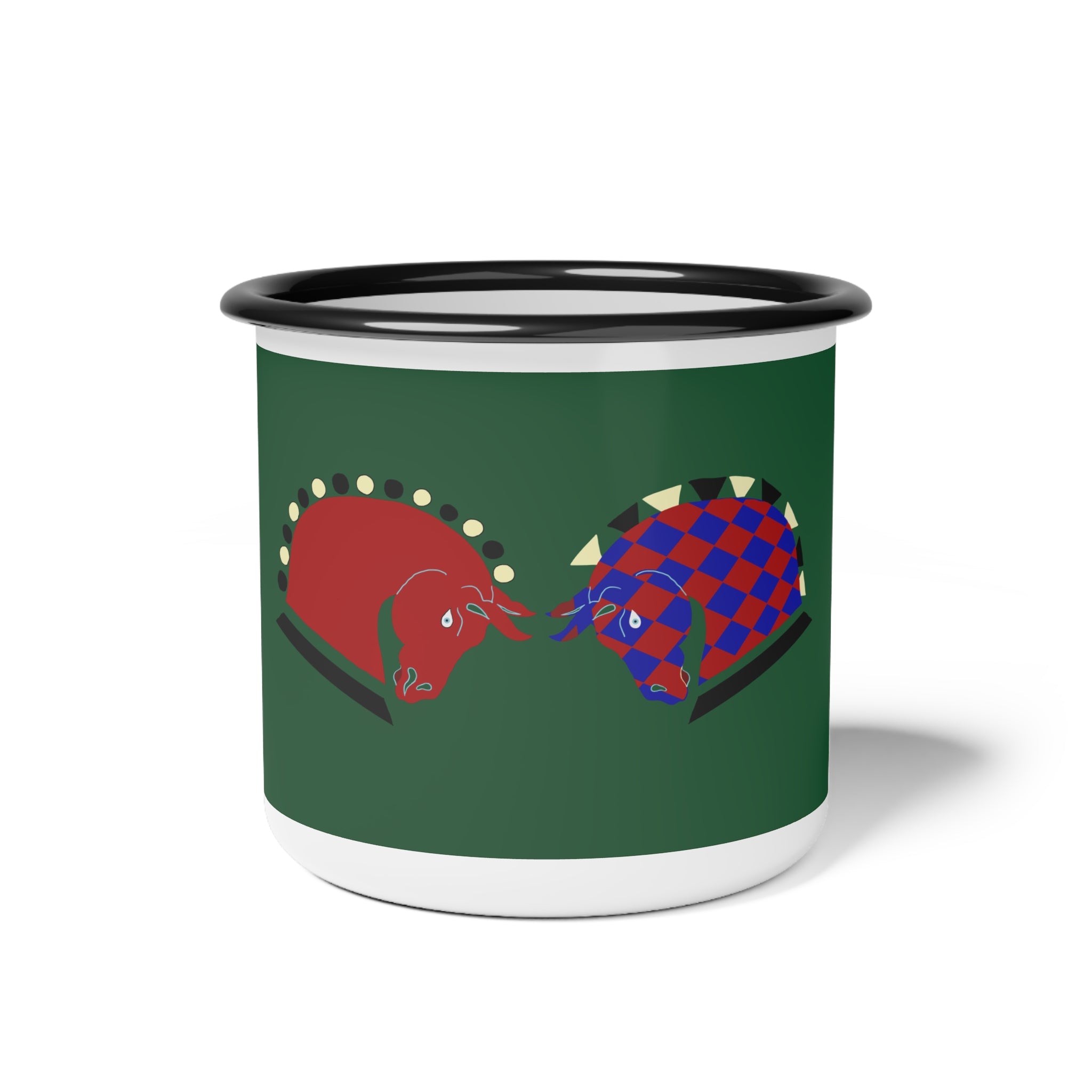 Vintage-Inspired Enamel Camp Cup - Rustic Camping Mug with Colorful Designs